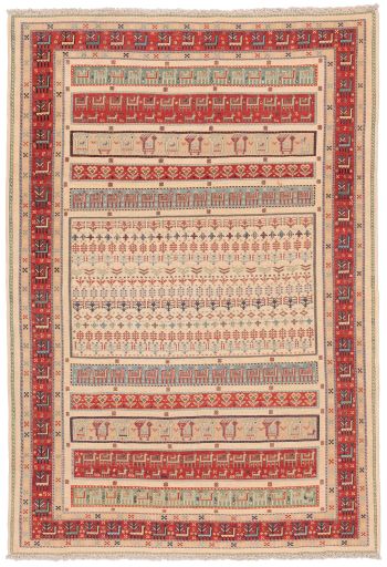 handgewebter Sumackkelim Afschar-Tabii aus Persien Maß 295x200 cm