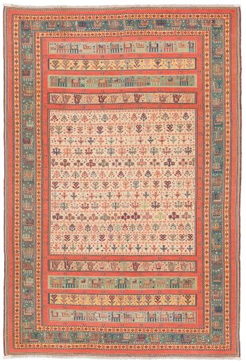 handgewebter Sumackkelim Afschar-Tabii aus Persien Maß 297x200 cm