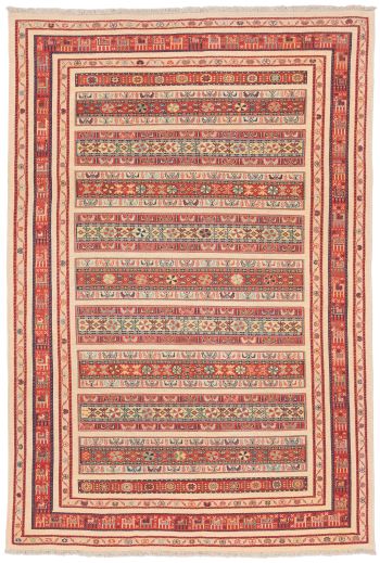 handgewebter Sumackkelim Afschar-Tabii aus Persien Maß 317x216 cm