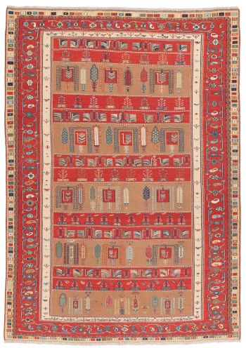 handgewebter Sumackkelim Afschar-Tabii aus Persien Maß 336x237 cm