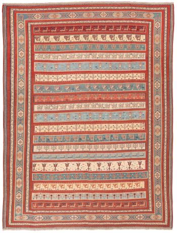 handgewebter Sumackkelim Afschar-Tabii aus Persien Maß 393x300 cm