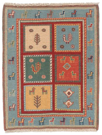 handgewebter Sumackkelim Afschar-Tabii aus Persien Maß 72x62 cm