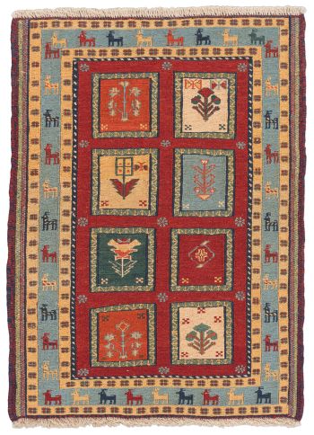 handgewebter Sumackkelim Afschar-Tabii aus Persien Maß 86x63 cm