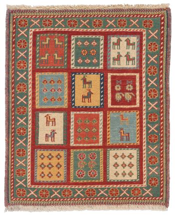 handgewebter Sumackkelim Afschar-Tabii aus Persien Maß 87x71 cm