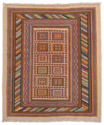 handgewebter Sumackkelim Afschar-Tabii aus Persien Maß 93x80 cm