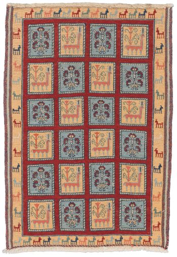 handgewebter Sumackkelim Afschar-Tabii aus Persien Maß 94x67 cm