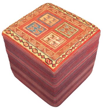 handgewebter Sumackkelim Afschar-Tabii-Sitzwürfel aus Persien Maß 44x45 cm