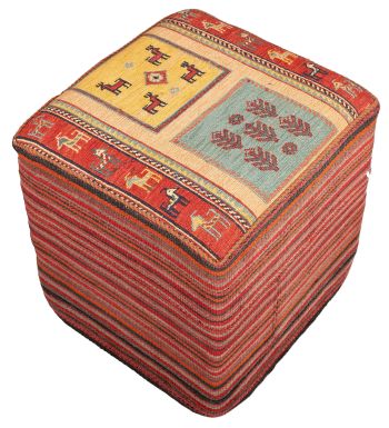 handgewebter Sumackkelim Afschar-Tabii-Sitzwürfel aus Persien Maß 45x43 cm