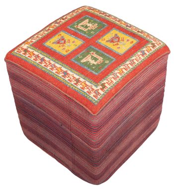 handgewebter Sumackkelim Afschar-Tabii-Sitzwürfel aus Persien Maß 45x45 cm