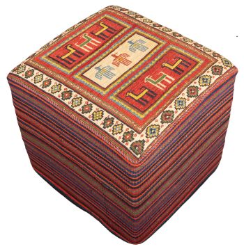 handgewebter Sumackkelim Afschar-Tabii-Sitzwürfel aus Persien Maß 45x48 cm