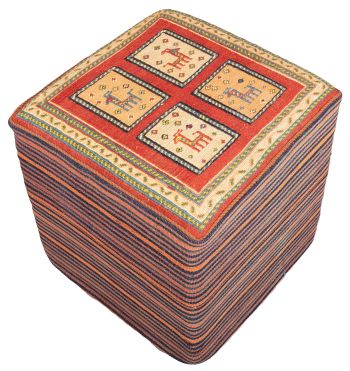 handgewebter Sumackkelim Afschar-Tabii-Sitzwürfel aus Persien Maß 46x46 cm