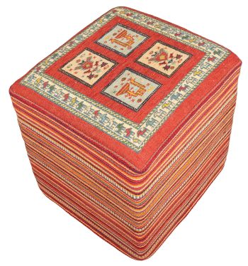 handgewebter Sumackkelim Afschar-Tabii-Sitzwürfel aus Persien Maß 47x44 cm