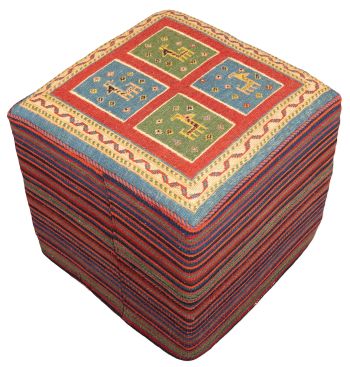 handgewebter Sumackkelim Afschar-Tabii-Sitzwürfel aus Persien Maß 47x48 cm