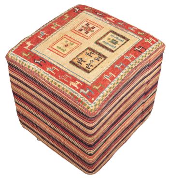 handgewebter Sumackkelim Afschar-Tabii-Sitzwürfel aus Persien Maß 48x46 cm