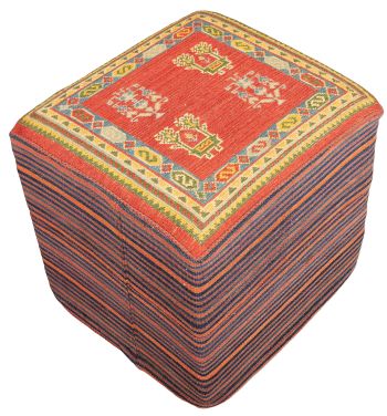 handgewebter Sumackkelim Afschar-Tabii-Sitzwürfel aus Persien Maß 49x45 cm