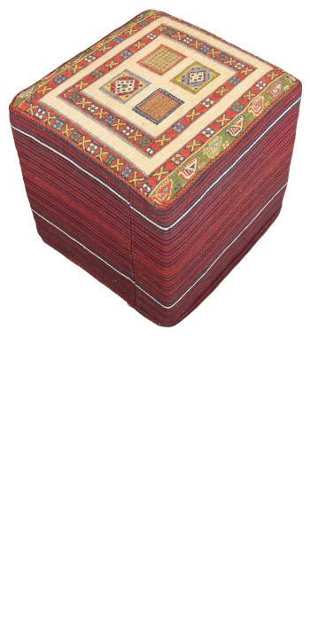 handgewebter Sumackkelim Afschar-Tabii-Sitzwürfel aus Persien Maß 49x45 cm