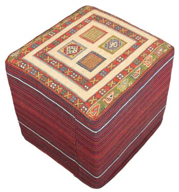 handgewebter Sumackkelim Afschar-Tabii-Sitzwürfel aus Persien Maß 49x45 cm