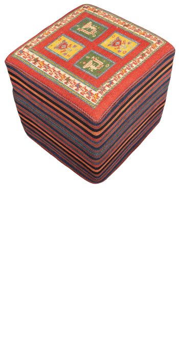 handgewebter Sumackkelim Afschar-Tabii-Sitzwürfel aus Persien Maß 49x47 cm