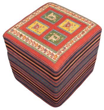 handgewebter Sumackkelim Afschar-Tabii-Sitzwürfel aus Persien Maß 49x47 cm