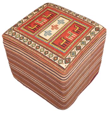 handgewebter Sumackkelim Afschar-Tabii-Sitzwürfel aus Persien Maß 49x52 cm