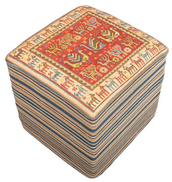 handgewebter Sumackkelim Afschar-Tabii-Sitzwürfel aus Persien Maß 50x48 cm