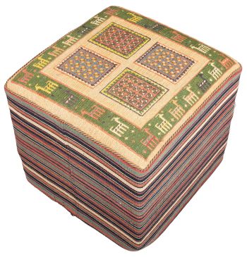 handgewebter Sumackkelim Afschar-Tabii-Sitzwürfel aus Persien Maß 50x49 cm