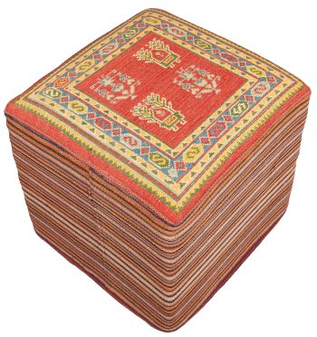 handgewebter Sumackkelim Afschar-Tabii-Sitzwürfel aus Persien Maß 53x50 cm